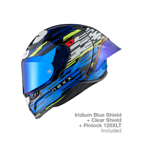 NEXX X.R3R GLITCH RACER BLUE NEON HELMET