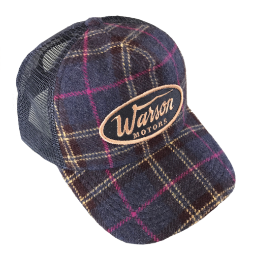 Warson Motors Flannel Check Cap Blue