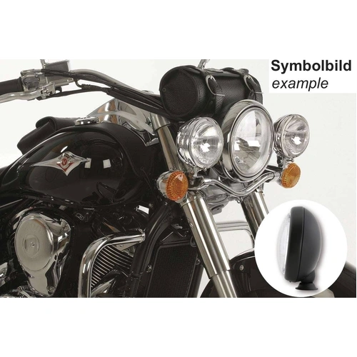 Twinlight auxiliary headlight set (high beam) incl. holder and cable black for Kawasaki VN 900 Classic/Vulcan (2006-)