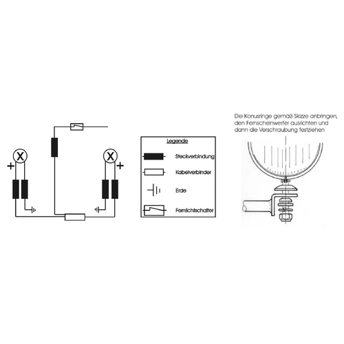 Twinlight auxiliary headlight set (high beam) incl. holder and cable chrome for Kawasaki VN 1600 Classic Tourer (2005-2008)