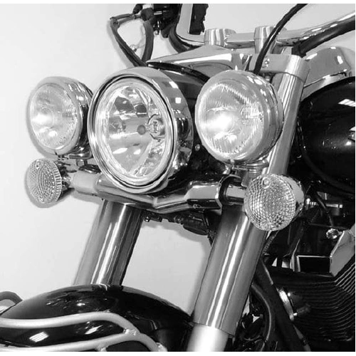 Twinlight auxiliary headlight set (high beam) incl. holder and cable chrome for Yamaha XVS 950 A Midnight Star (2009-)