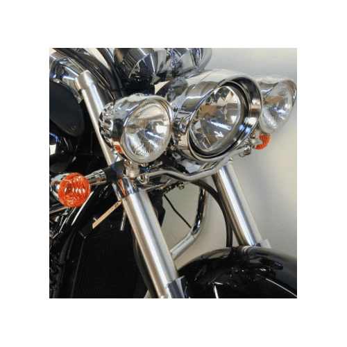 Twinlight auxiliary headlight set (high beam) incl. holder and cable chrome for Moto Guzzi California EV Touring (2002-2005)