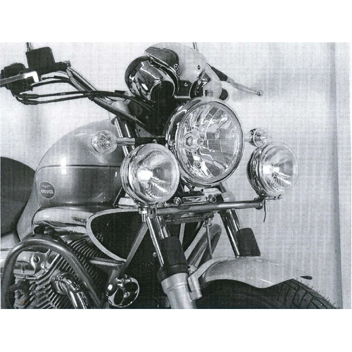 Twinlight auxiliary headlight set (high beam) incl. holder and cable chrome for Moto Guzzi Nevada Classic V 750 ie/Aquilia Nera (2004-2009)
