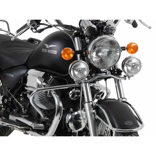 Twinlight auxiliary headlight set (high beam) incl. holder and cable chrome for Moto Guzzi California Aquilia Nera (2010-2011)
