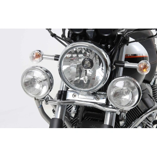 Twinlight auxiliary headlight set (high beam) incl. holder and cable chrome for Moto Guzzi Nevada 750 Anniversario (2010-2011)
