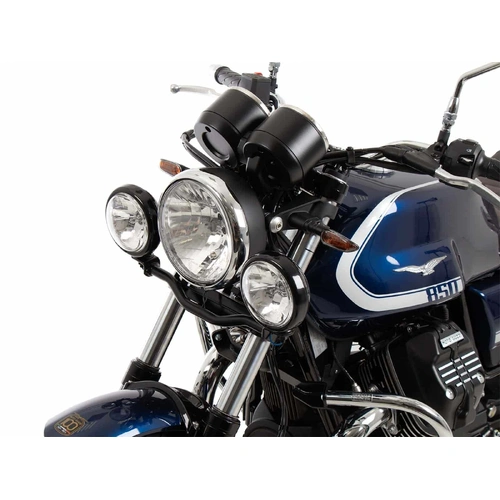 Twinlight auxiliary headlight (high beam) incl. bracket and cable black for Moto Guzzi V7 Special/Stone/Centenario (850 cc) (2021-2024)