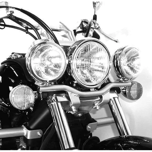 Twinlight auxiliary headlight set (high beam) incl. holder and cable chrome for Honda VT 750 Shadow Spirit (2007-2013)