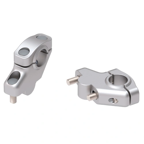 Handlebar riser with offset for Honda NT 700 V Deauville (2006-2012), 30mm high, 21mm back - Silver