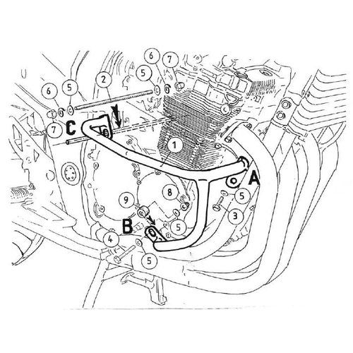 Engine guard black for Suzuki GSF 650/S Bandit (2005-2006)