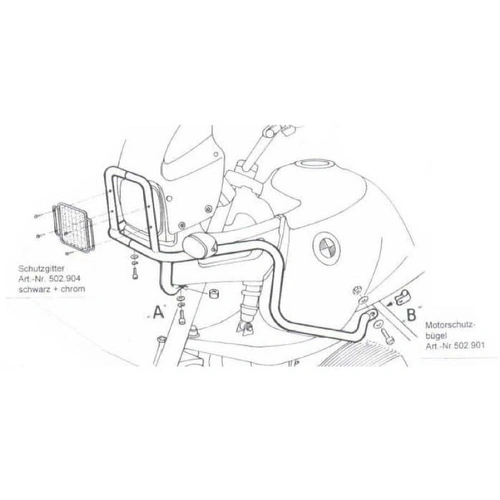 Tank guard for combination with engine guard 502901 black for BMW R 850 GS (1998-2000)/R 1100 GS (1994-1999)