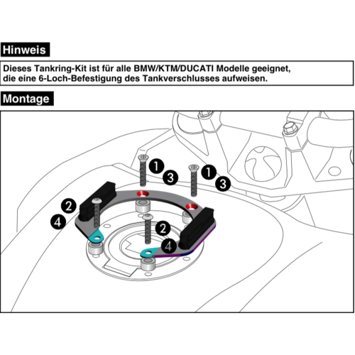 Tankring Lock-it 6 hole for selected BMW KTM Ducati models
