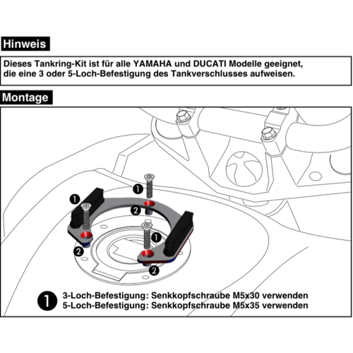 Tankring Lock-it 5 hole for selected Yamaha Ducati models 