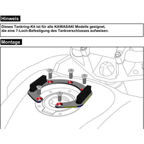 Tankring Lock-it 7 hole for selected Kawasaki models