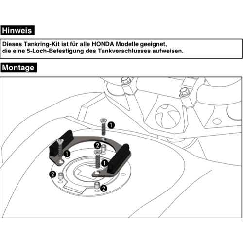 Tankring Lock-it 5 hole for selected Honda models