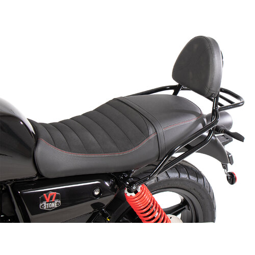 SISSYBAR WITH REARRACK BLACK FOR MOTO GUZZI V7 STONE SPECIAL EDITION (850CCM) (2022-) / Moto Guzzi V7 Special / Stone / Stone Centenario (2021-)