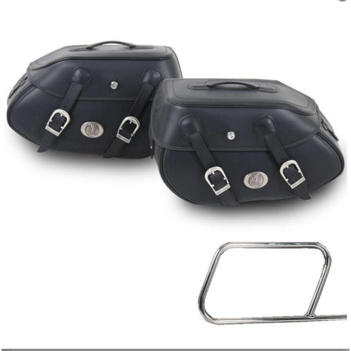 Saddle bag set Buffalo black for tube saddlebag carrier