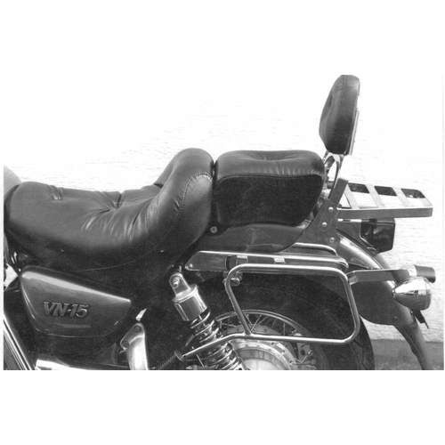 Chrome tubular leather bag holder for Kawasaki VN 1500 cast wheel (1988-1992)
