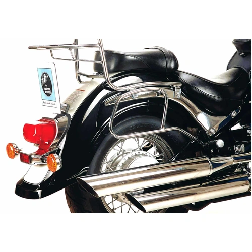 Chrome tubular leather bag holder for Suzuki VL 800 Intruder LC Volusia (2001-2016) / C 800 Intruder / Black Edition (2005-2016)