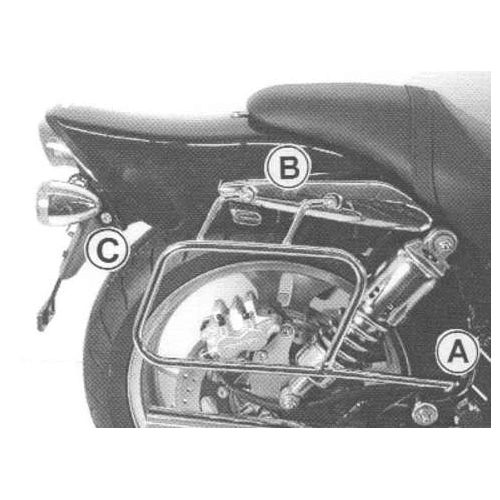Chrome tubular leather bag holder for Suzuki VZ 1600 Marauder/M 1600 Intruder (2004-2005)