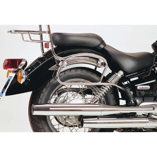 Chrome tubular leather bag holder for Yamaha XVS 125/250 Drag Star (2000-2004)