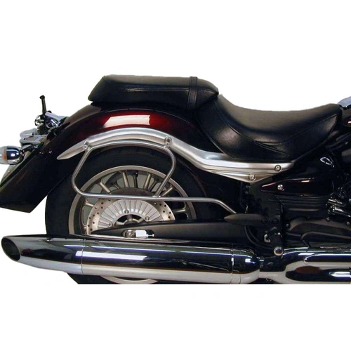 Chrome tubular leather bag holder for Yamaha XV 1900 Midnight Star (2006-2016)