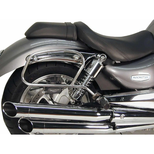 Chrome tubular leather bag holder for Triumph Rocket III (2004-2010)