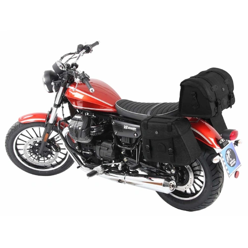 Leather bag holder cutout black for Moto Guzzi V 9 Bobber/Sport (2016-2020)