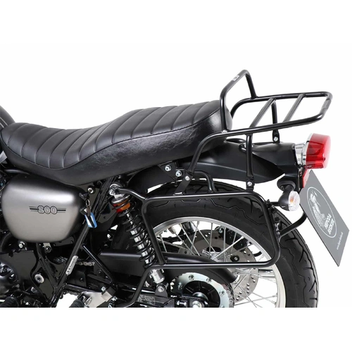 Complete carrier set (side case carrier and tubular luggage rack top case carrier) black for KAWASAKI W 800 Street / Cafe / Standard (2019-2025)