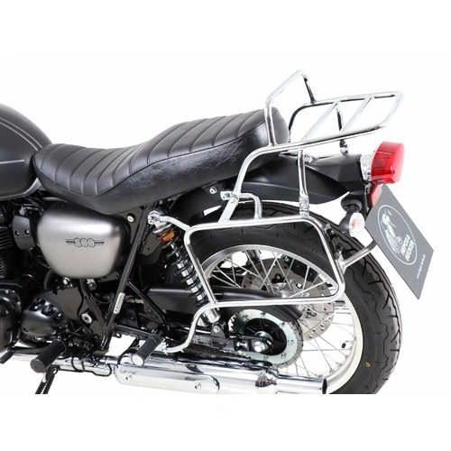 Complete carrier set (side case carrier and tubular luggage rack top case carrier) chrome for KAWASAKI W 800 Street / Cafe / Standard (2019-2025)