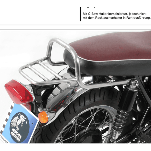 Chrome tubular luggage rack for Kawasaki W 650 (1999-2006)/W 800 (2011-2016)
