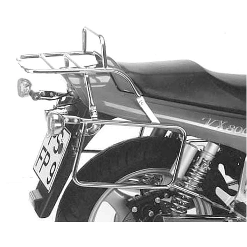 Complete carrier set (side case carrier and tubular luggage rack top case carrier) chrome for Suzuki VX 800 (1990-1995)