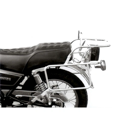 Complete carrier set (side case carrier and tubular luggage rack top case carrier) chrome for Suzuki GN 125 (1991-1996)
