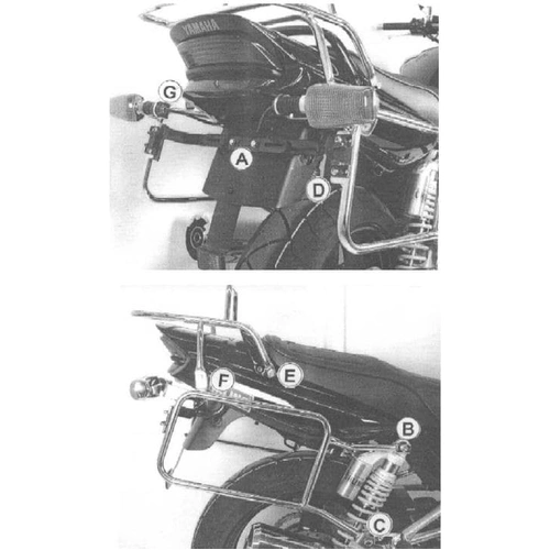 Complete carrier set (side case carrier and tubular luggage rack top case carrier) for Yamaha XJR 1300 (2004-2006) black
