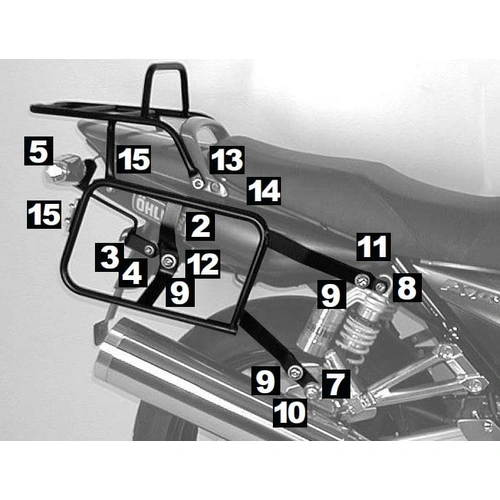 Complete carrier set (side case carrier and tubular luggage rack top case carrier) black for Yamaha XJR 1300 (2007-2014)