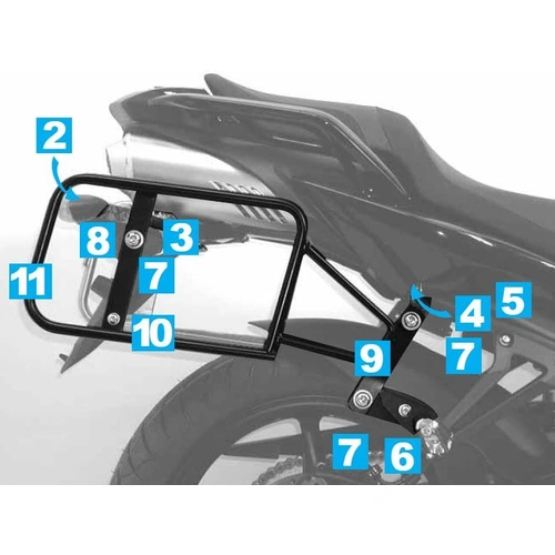 Side case carrier Lock-it silver for Yamaha FZ 6 Fazer S2 (2007-2010)