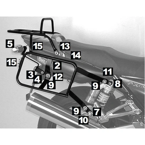 Complete carrier set (side case carrier and tubular luggage rack top case carrier) black for Yamaha XJR 1300 (2004-2006)