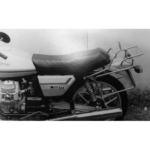 Complete carrier set (side case carrier and tubular luggage rack top case carrier) chrome for Moto Guzzi V 50 C/V 65 C (1982-1987)