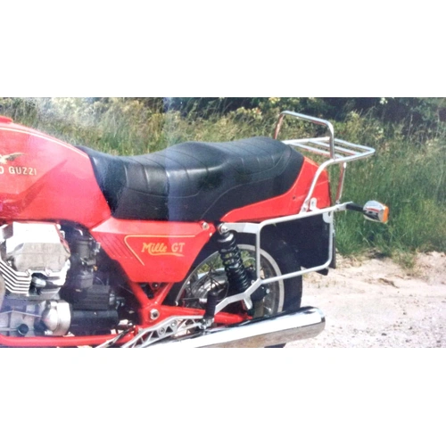 Complete carrier set (side case carrier and tubular luggage rack top case carrier) chrome for Moto Guzzi 850 T 5 (1983-1985)/1000 SP II (1984-1989)/Mi