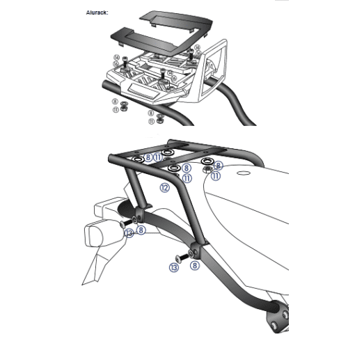 ALURACK TOP CASE CARRIER BLACK FOR BMW HP 2 (2005-2008)