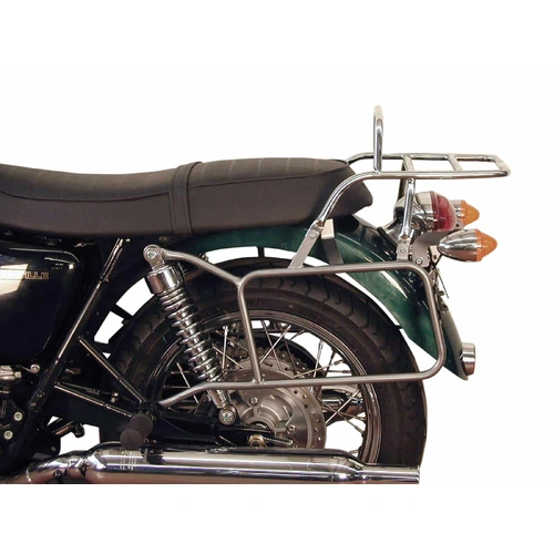 Complete carrier set (side case carrier and tubular luggage rack top case carrier) chrome for Triumph Bonneville/T 100/SE (2002-2016)