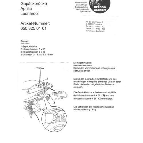 Rear rack Aprilia Leonardo 125/150 / up to 1998 