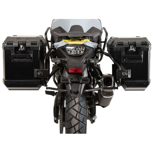 SIDE CARRIER CUTOUT BLACK INCL. XPLORER BLACK SIDEBOXES FOR SUZUKI V-STROM 800 DE (2023-)