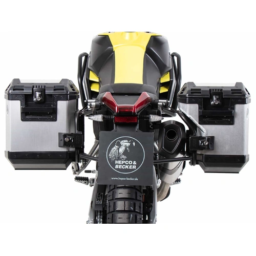 Pannier Rack Set Cutout black incl. Xplorer Cutout silver Pannier Set for Aprilia Tuareg (2025-)