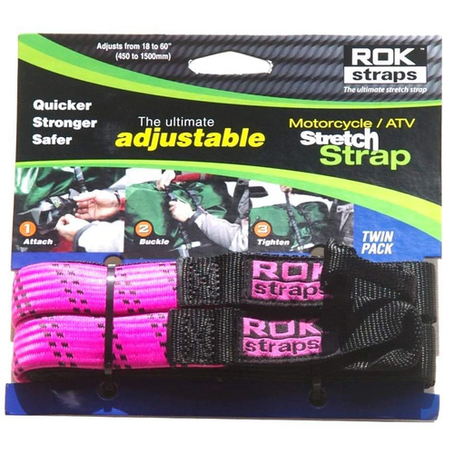 Motorcycle Adjustable Rok Strap Pink/ Black (Pair)