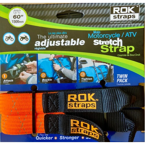 Motorcycle Adjustable Rok Strap - Hi Vis Orange (Pair)