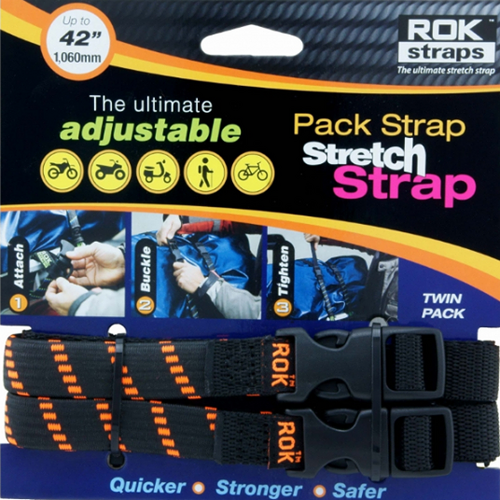Pack Adjustable Stretch Rok Strap- Black with Orange Twist (Pair)