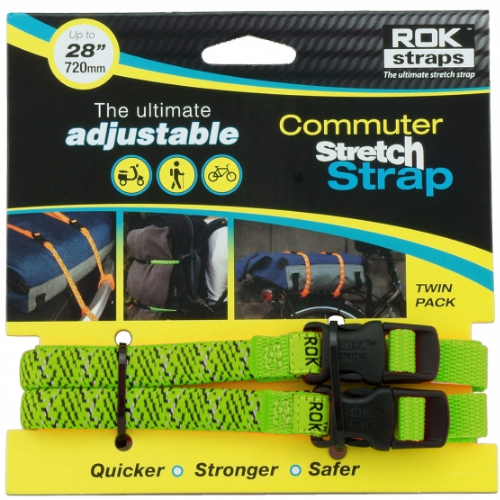Commuter Adjustable Stretch Rok Strap HiVis Green with a Black Twist (Pair)