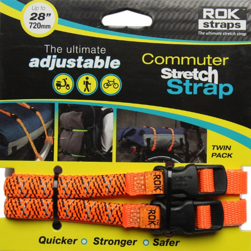 Commuter Adjustable Stretch Rok Strap-HiVis Orange with a Black Twist (Pair)